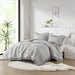 Phoebe - King/California King Diamond Quilted Ruffle Edge Comforter Set - Gray - Simple Home Plus