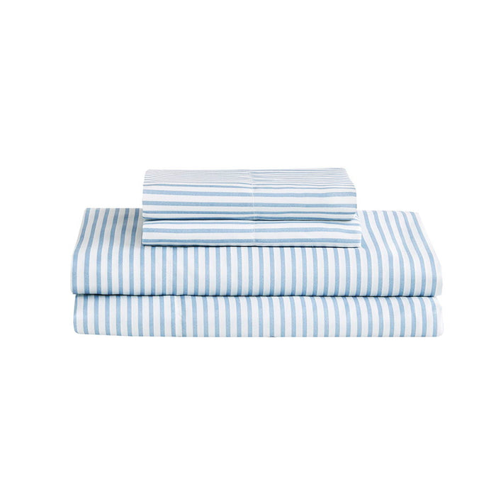 Jaxon - Stripe Microfiber Comforter Set With Bed Sheets - Blue / Gray - Simple Home Plus