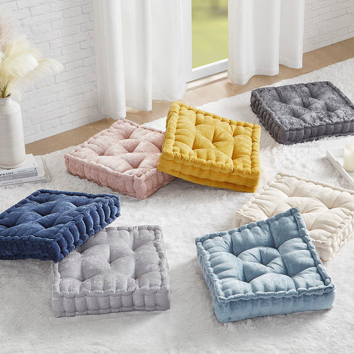 Azza - Poly Chenille Square Floor Pillow Cushion Compress Pack - Gray