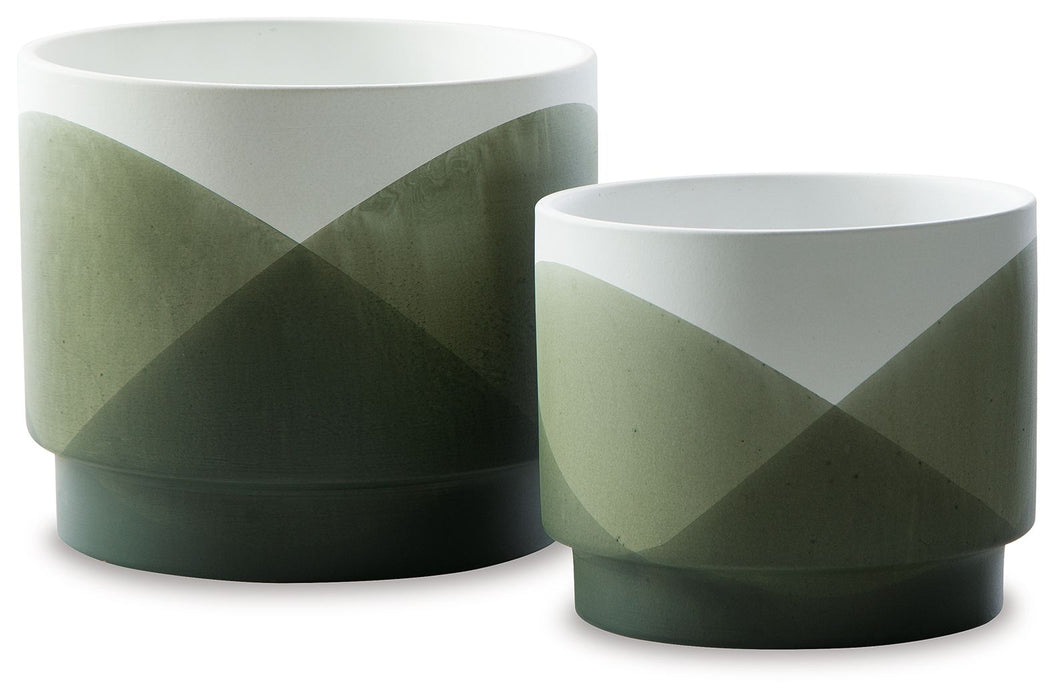 Ardenridge - Green / White - Planter Set (Set of 2) - Simple Home Plus