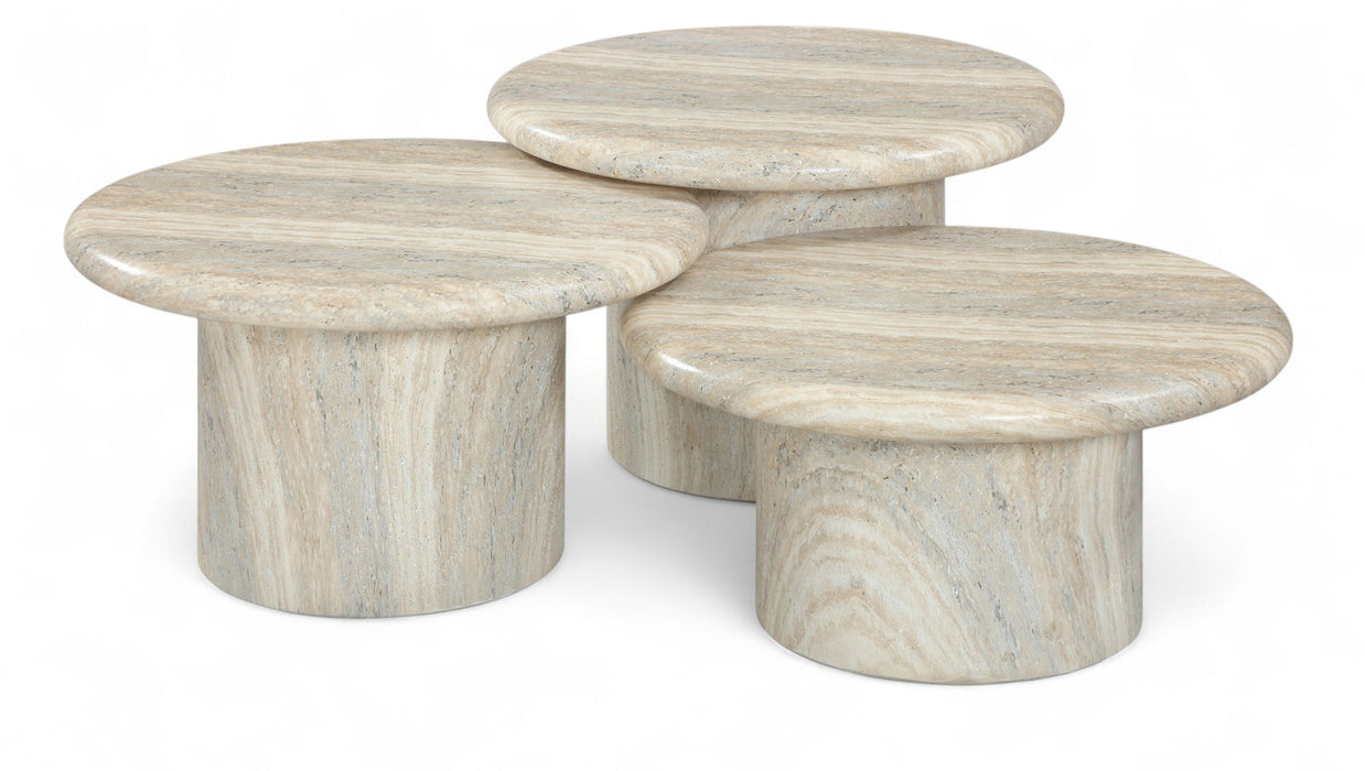 Emara - 3 Piece Concrete And Fiberglass Indoor / Outdoor Coffee Table - Simple Home Plus