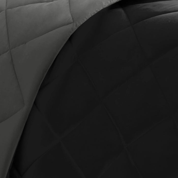 Larkspur - 3M Scotchgard Diamond Quilting Reversible Down Alternative Comforter Set - Black / Gray - Simple Home Plus