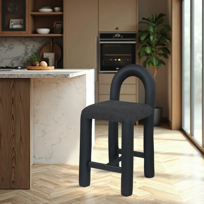 Amari - Vegan Leather and Boucle Fabric Stool - Simple Home Plus