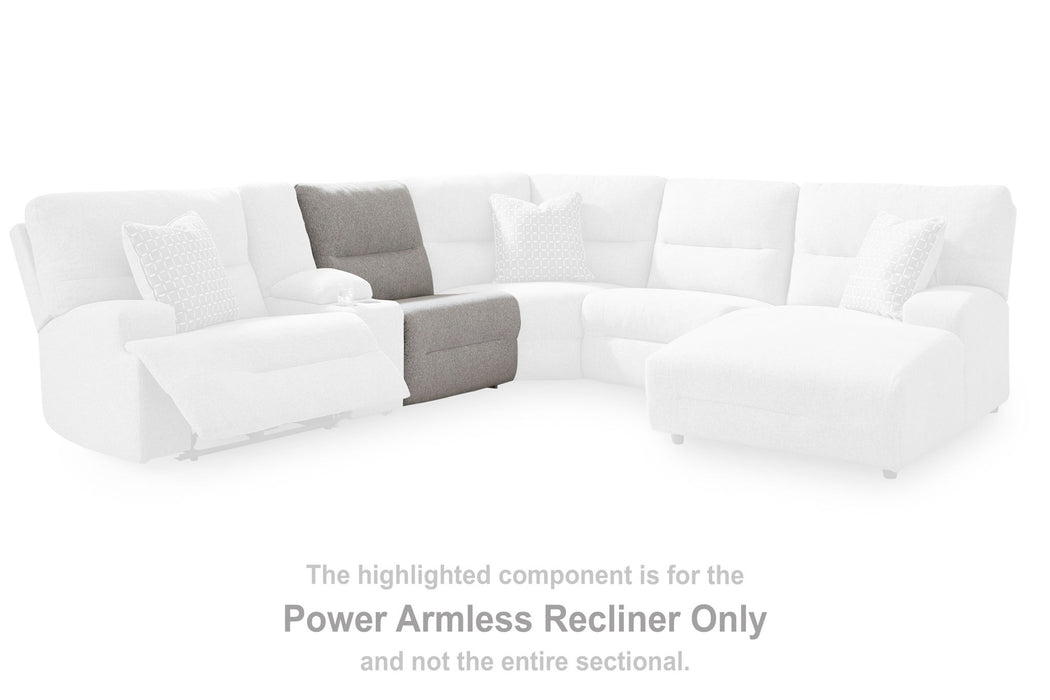 Acklen Place - Power Armless Recliner With Adj Headrest - Pewter - Simple Home Plus