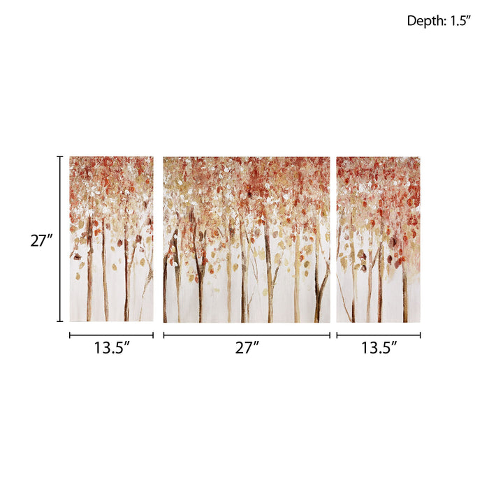 Autumn Forest - Canvas Art Palette Knife Embellishment (Set of 3) - Red - Simple Home Plus