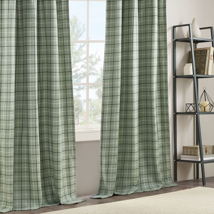 Anaheim - Plaid Rod Pocket and Back Tab Curtain Panel With Fabric Lining - Green - Simple Home Plus