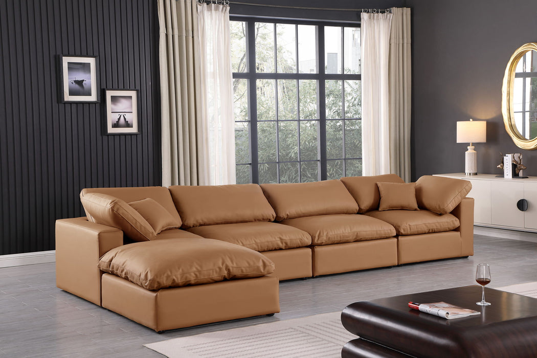 Comfy - 5 Piece Faux Leather Modular Sectional With Chaise - Simple Home Plus