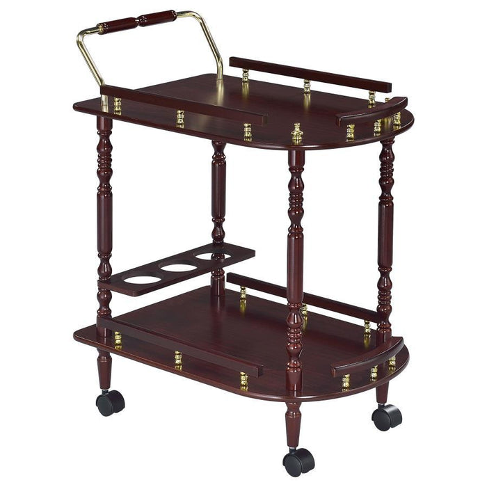Palmer - 2-Tier Rectangular Wood Bar Cart - Merlot - Simple Home Plus