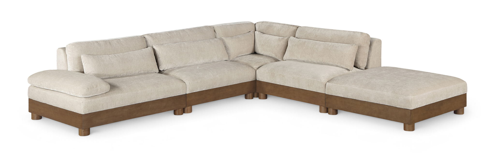 Turin - Chenille Fabric Upholstered Modular Sectional - Taupe - Simple Home Plus
