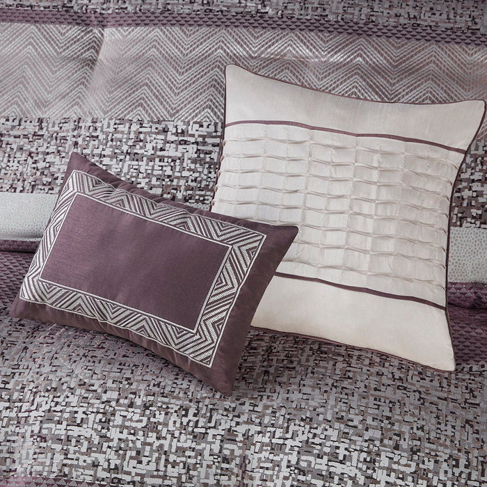 Rhapsody - California King 7 Piece Comforter Set - Purple - Simple Home Plus