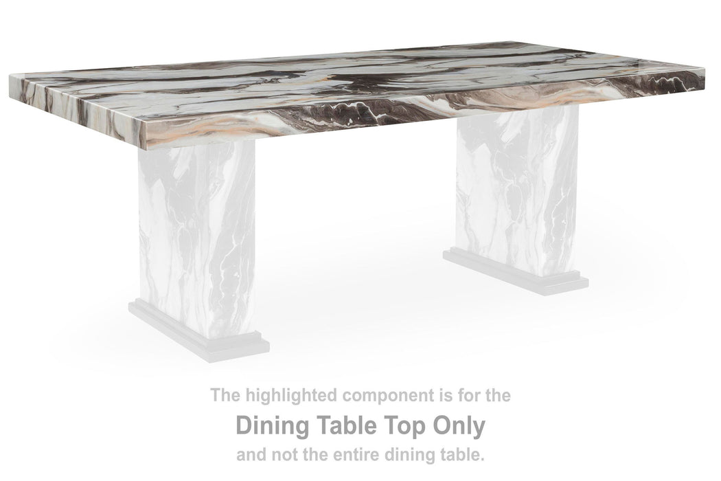Jeshina - Rectangular Dining Room Table Top - Dark Brown / Beige - Simple Home Plus