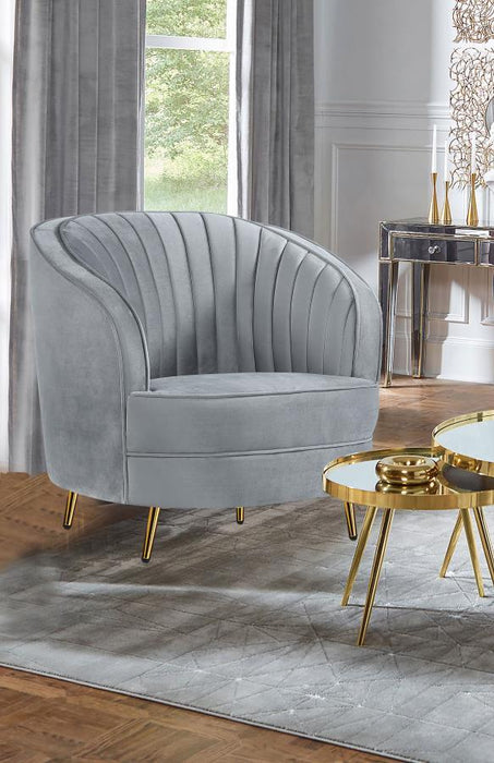 Sophia - Upholstered Channel Tufted Barrel Accent Chair - Simple Home Plus