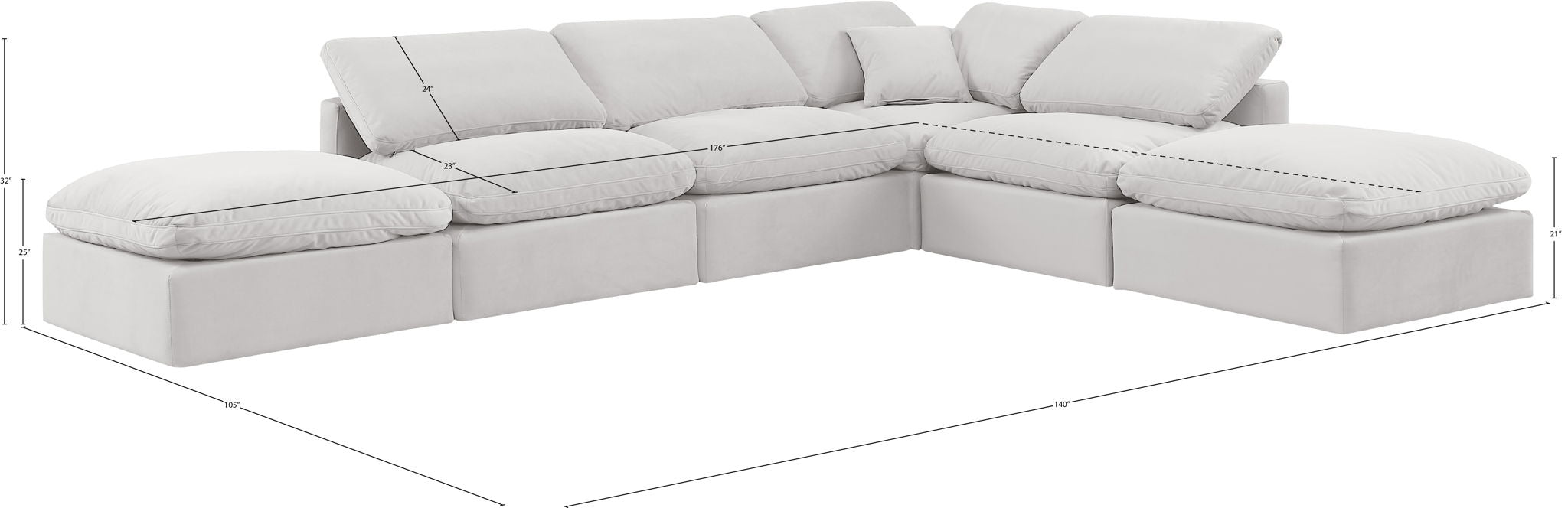 Indulge - Velvet 6 Piece Modular Armless Sectional - Simple Home Plus
