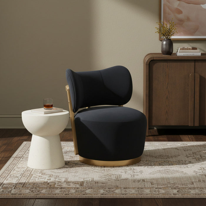 Elara - Velvet Upholstered Swivel Accent Chair - Stained Natural - Simple Home Plus