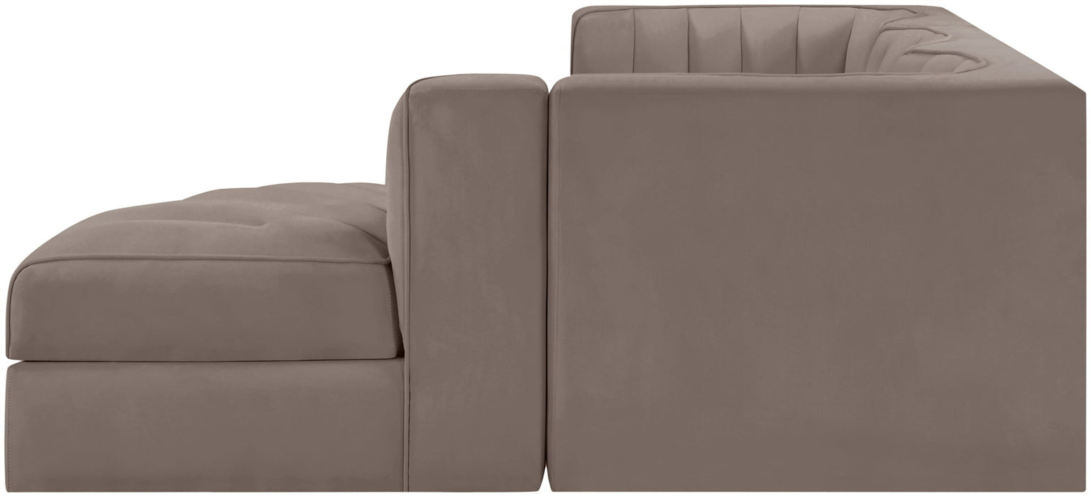 Rummi - Velvet Performance Fabric Upholstered 4 Piece Modular Sectional, With Reverse Corner Chair - Simple Home Plus