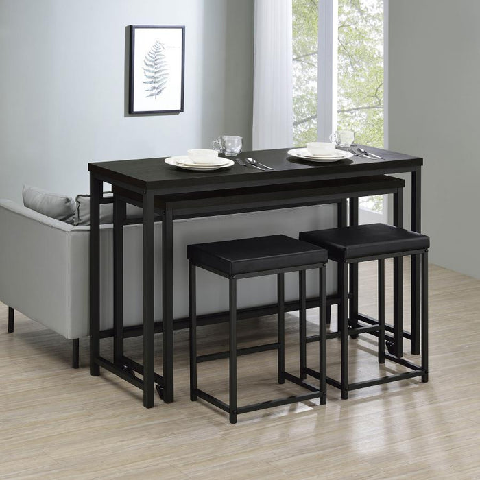 Hawes - 4 Piece Multipurpose Counter Height Table Set - Black - Simple Home Plus