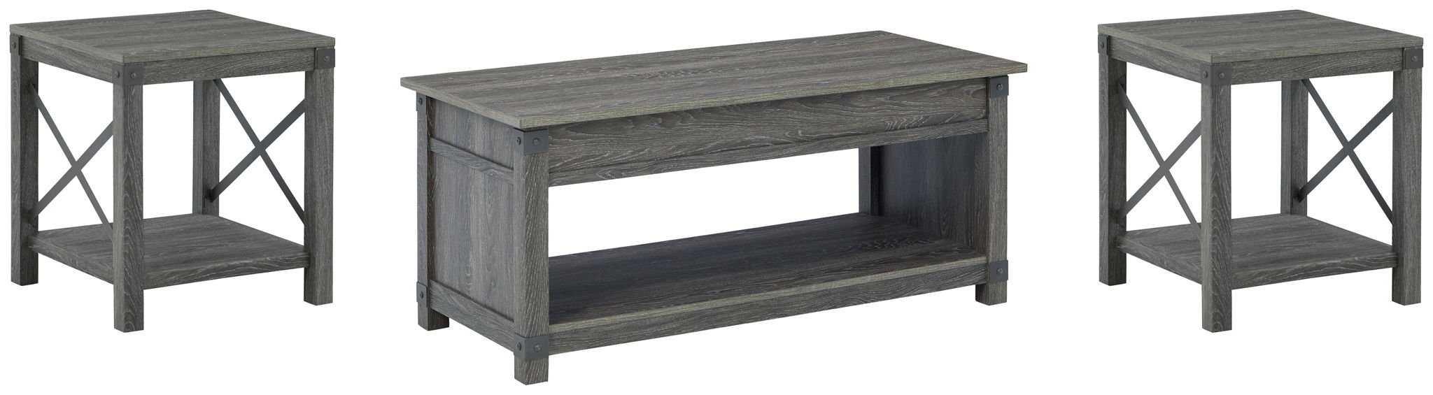 Freedan - 3 Pc. - Coffee Table, 2 End Tables - Grayish Brown - Simple Home Plus