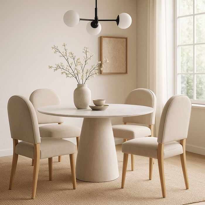 Liona - 42" Marble And Mango Wood Dining Table - Simple Home Plus