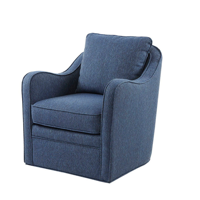 Brianne - Slub Weave Wide Seat Swivel Arm Chair - Navy - Simple Home Plus