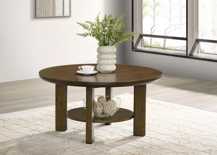 Ottowa - Round Wood Table With Shelf - Simple Home Plus
