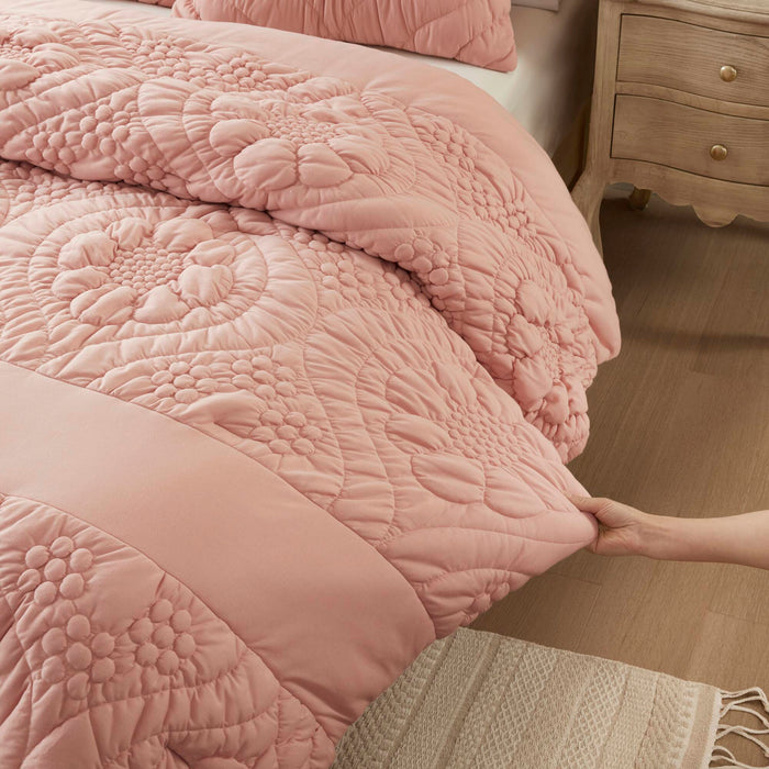 Elise - Twin Comforter Set - Pink - Simple Home Plus