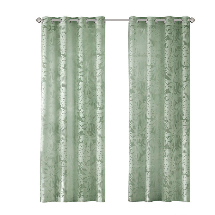 Leilani - Palm Leaf Burnout Window Sheer - Sage Green - Simple Home Plus