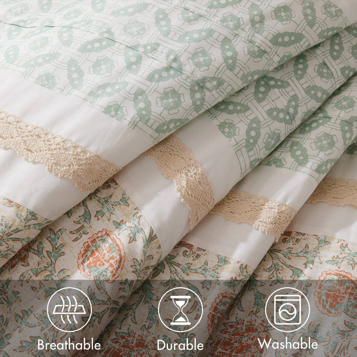 Dawn - Queen - 9 Piece Comforter Set - Coral