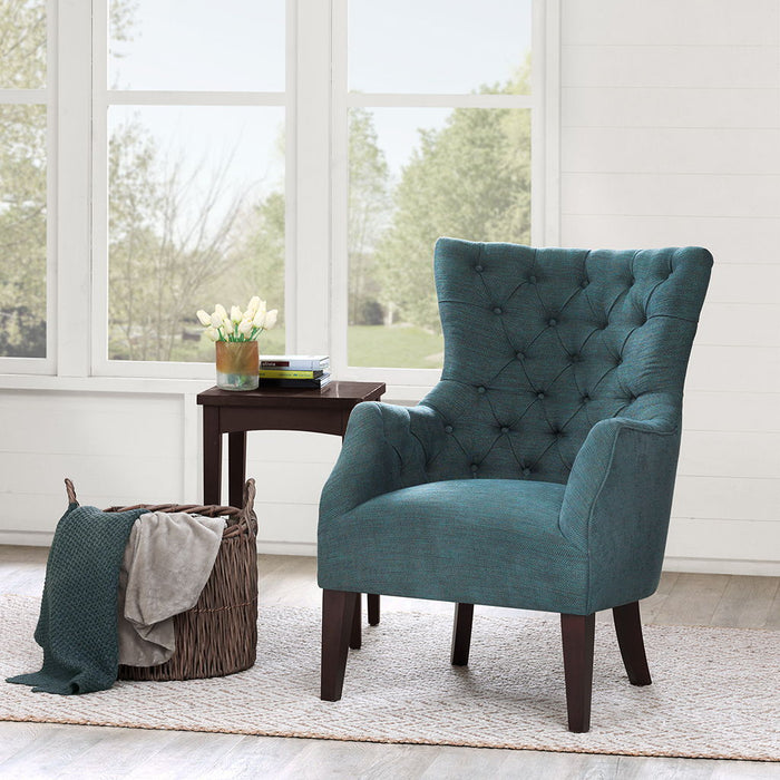 Hannah - Button Tufted Wing Chair - Teal - Simple Home Plus