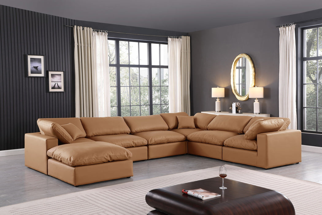 Comfy - 7 Piece Faux Leather Modular Sectional With Chaise - Simple Home Plus