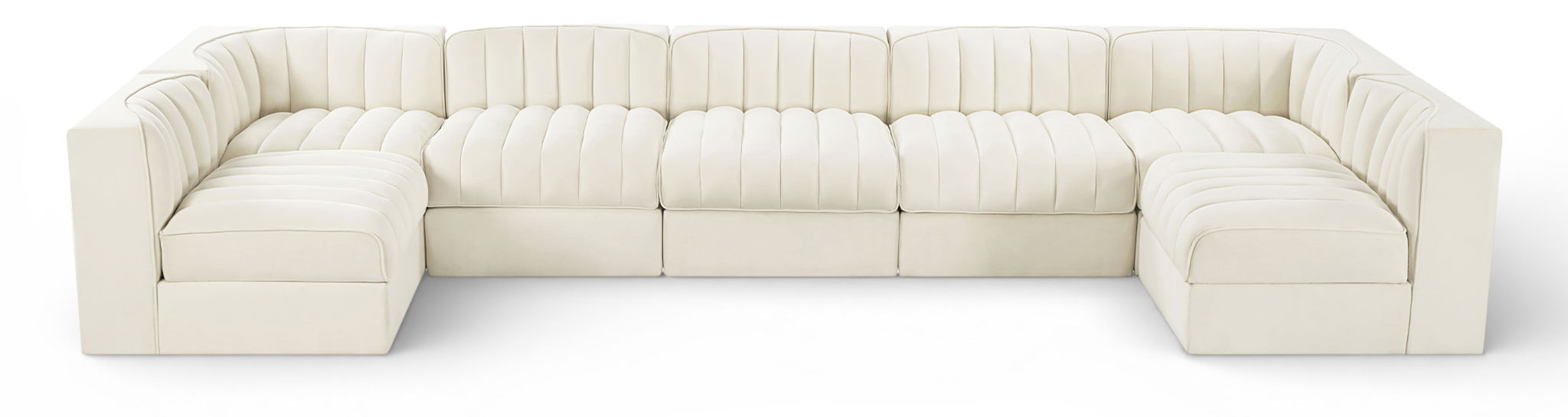 Rummi - Velvet Performance Fabric Upholstered 7 Piece Modular Sectional (With 2 Corner Chairs) - Simple Home Plus