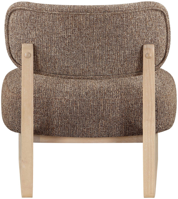 Vetra - Linen Textured Fabric Upholstered Accent Chair With Natural Base - Simple Home Plus