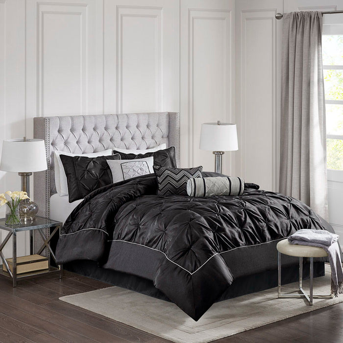 Laurel - King 7 Piece Tufted Comforter Set - Black - Simple Home Plus