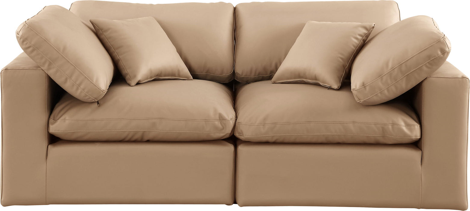 Comfy - Faux Leather Modular Sofa 2 Pieces - Tan - Simple Home Plus
