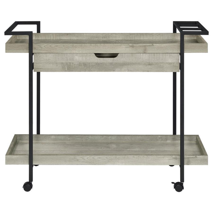 Ventura - 1-Drawer Engineered Wood Bar Cart - Gray Driftwood - Simple Home Plus