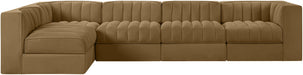 Rummi - Velvet Performance Fabric Upholstered 5 Piece Modular Sectional, L-Shaped (Right) - Simple Home Plus