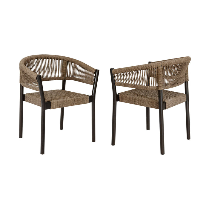 Doris - Outdoor Patio Dining Chair (Set of 2) - Dark Eucalyptus / Truffle - Simple Home Plus