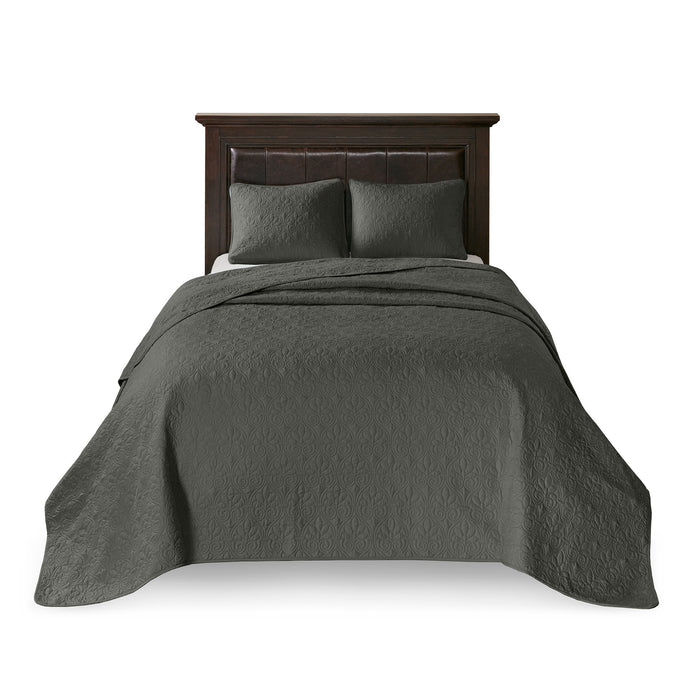 Quebec - Reversible Bedspread Set - Dark Gray - Simple Home Plus