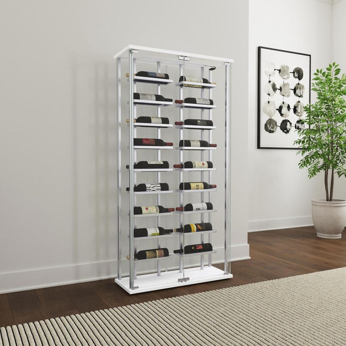 Montara - Tempered Glass Wine Storage LED Curio Cabinet - Chrome - Simple Home Plus