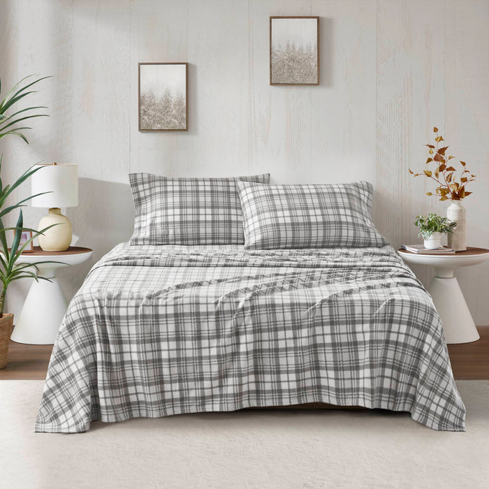 Queen Sheet Set - Gray Plaid - Simple Home Plus