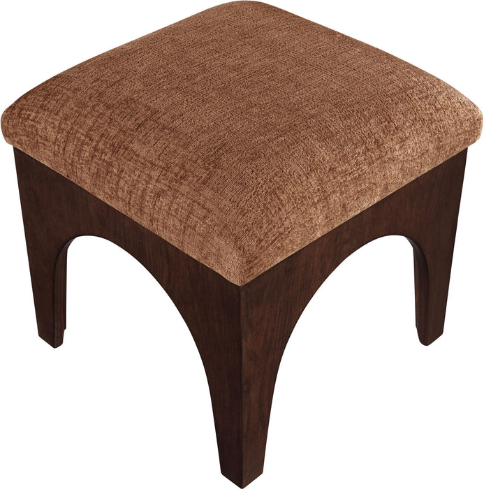 Lawson - Chenille Fabric Upholstered Ottoman - Walnut Base - Simple Home Plus