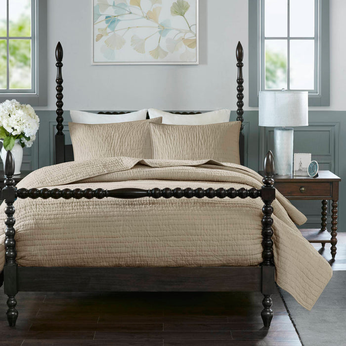 Serene - King Hand Quilted Coverlet Set - Linen - Simple Home Plus