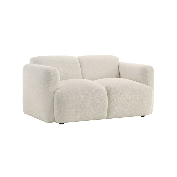 Sierra - Boucle Fabric Loveseat With Rounded Arms - Ivory - Simple Home Plus