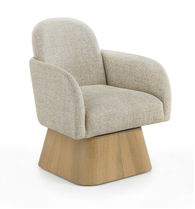Marlowe - Linen Textured Fabric Upholstered Swivel Accent Chair - Stained Natural - Simple Home Plus