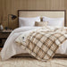 Print Plush To Sherpa - 50X60" Heated Throw - Tan Plaid - Simple Home Plus
