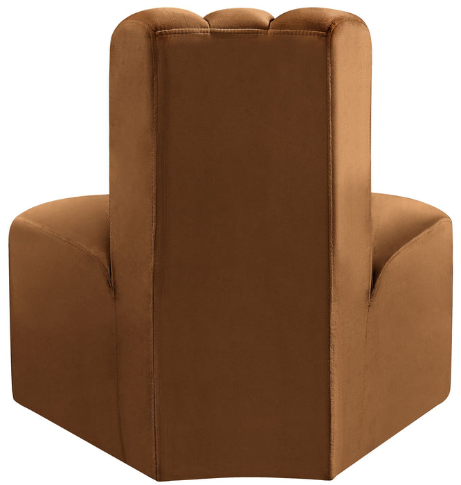Arc - Velvet Reverse Corner Chair - Saddle
