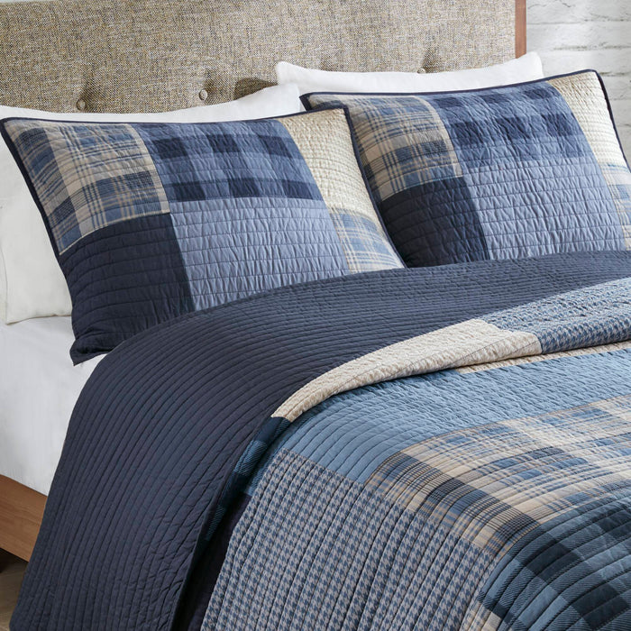 Winter Hills - Oversized King Cotton Quilt Set - Blue - Simple Home Plus