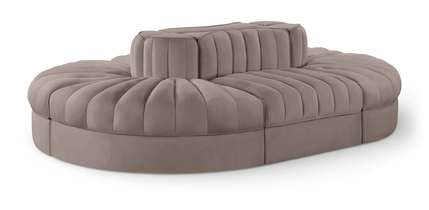 Rummi - Oval Velvet Performance Fabric Upholstered 6 Piece Modular Sectional - Simple Home Plus