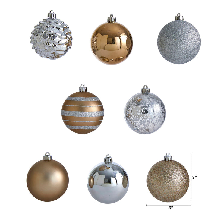 Holiday Shatterproof 64 Count Xmas Tree Ornament Set 80mm