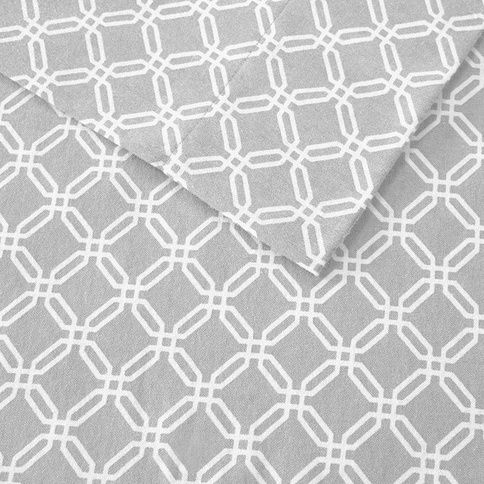 Cozy Flannel - Twin Long 100% Printed Sheet Set - Gray Geo
