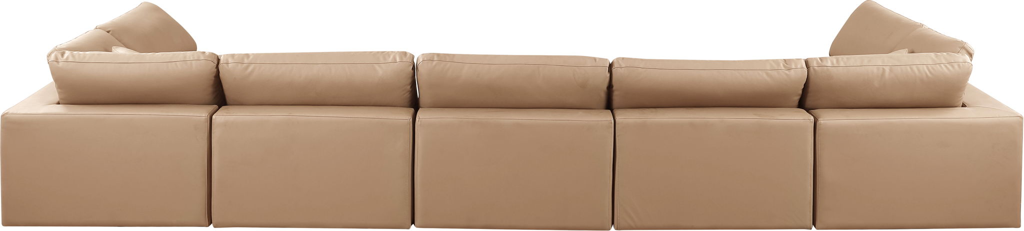 Comfy - 7 Piece Faux Leather Modular Armless Sectional - Tan - Simple Home Plus